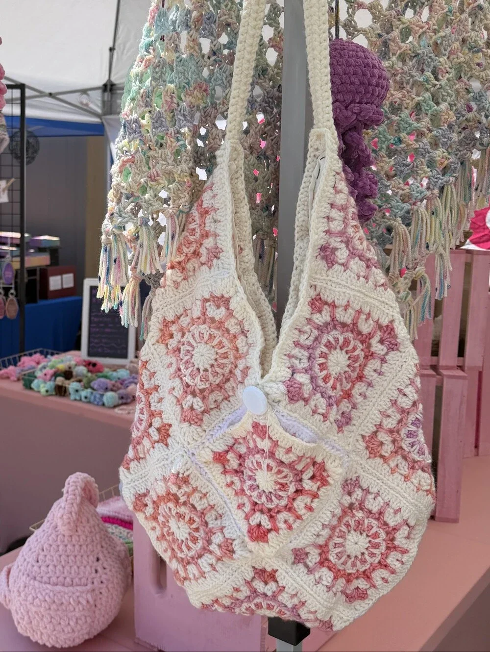 Handmade Pink Crochet Kids Shoulder Bag - Brand